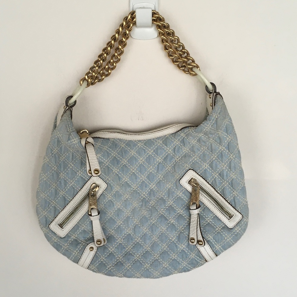 Marc Jacobs Quilted Light Blue Chain-Handle Hobo Bag